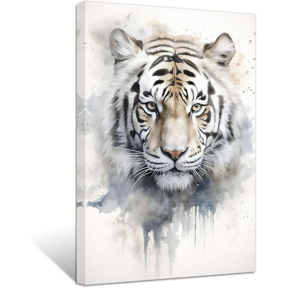 ZHONGYUTONG Tiger Canvas Wall Art Tiger Head Watercolour Poster Prints Abstract Animal Pictures for Modern Nursery Kids Room Decor Framed (20.00" x 30.00")
