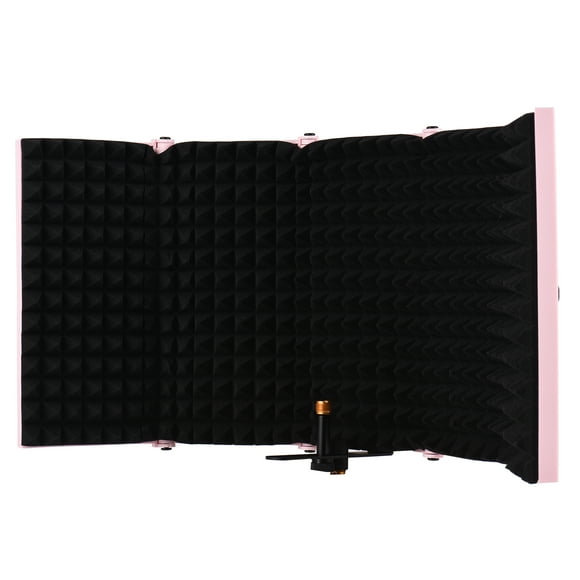 Graflsoa Foldable Portable Soundproof Shield for Outdoor Recording, Noise Reduction Pop Filter, ABS+Sponge Material, Pink (Multiple Colors Available)