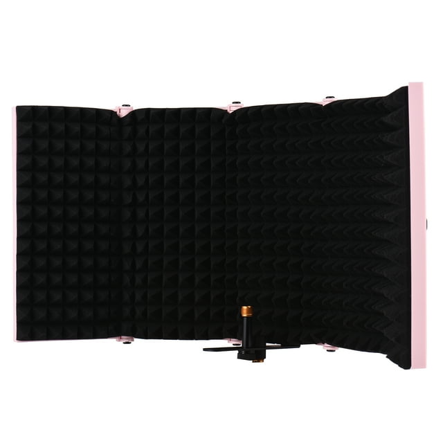 Graflsoa Foldable Portable Microphone Isolation Shield for Outdoor Recording, Noise Reduction with High-Density EVA Foam, ABS+Sponge Material, Pink (Multiple Colors Available)