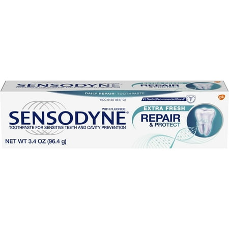 - Sensodyne Repair & Protect Extra Fresh Fluoride Toothpaste for Sensitive Teeth, 3.4 ounces