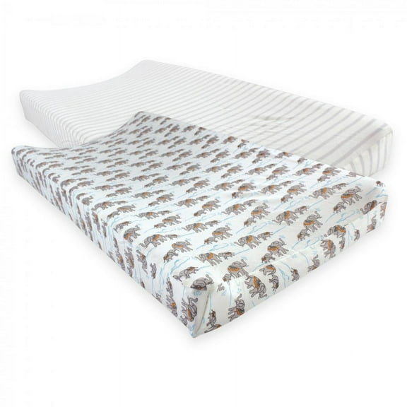 Touched by Nature Organic Cotton Elephant-Print Changing Pad Cover, 2 Count
