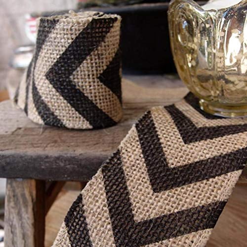 Quasimoon Burlap Fabric Wrap Roll w/ Black Chevron Pattern (2.4 x 6 Ft) by PaperLanternStore