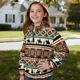 thumbnail image 3 of Uorisanigo Oversized Girls Half Zip Pullover Sweatshirt Kids Western Horse Tribal Aztec Long Sleeve Pullover Top for Sports and Daily Wear Fall Kids Jackets Hoodies Outerwear, 3 of 7