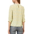 thumbnail image 3 of INSPIRE CHIC Women's 3/4 Sleeves Round Neck Retro Ruffle Cuff Elegant Ditsy Floral Blouse XS Yellow, 3 of 6