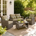 thumbnail image 3 of Aoodor 24'' x 24'' Outdoor & Indoor Deep Seat Cushion Set, furniture pillows and cushions, Olefin Fabric Slipcover and Sponge Foam (Set of 2 Seats, 2 Backs, 2 Lumbar Pillows))- Brown, 3 of 9
