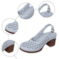 thumbnail image 6 of Rokment Platform Dressy Sandals for Women Ladies Spring Summer Elegant Casual Flower Hollow out Leather Closed Toe Chunky Block High Heels Slingback Dress Shoes Grey Size 6, 6 of 8
