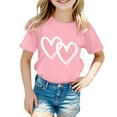 thumbnail image 5 of Little Girls Graphic Tee Heart Print Short Sleeve T-Shirt Casual Crewneck Tshirt, 5 of 5