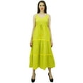 thumbnail image 4 of Bimba Women's Sundress Long Maxi Drawstring Waist Spaghetti Strap Dresses, 4 of 9