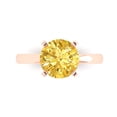 thumbnail image 2 of 3.0ct round cut yellow Zircon 18k rose gold Bridal Wedding Engagement Promise Anniversary Ring for Women size 7, 2 of 7