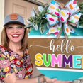 thumbnail image 4 of PENGXAING WTN Colorful Welcome Door Sign Hello Summer Door Hanger  Front Door Wreath Front Door Farmhouse with Wreath Bow Spring Wreaths for Front Door Outside Hanger Decor, 4 of 6