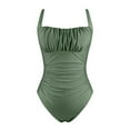 thumbnail image 4 of Sngxgn Womens Scoop Neck Cut Out Front Lace Up Back Swimsuit(Green,XL), 4 of 5