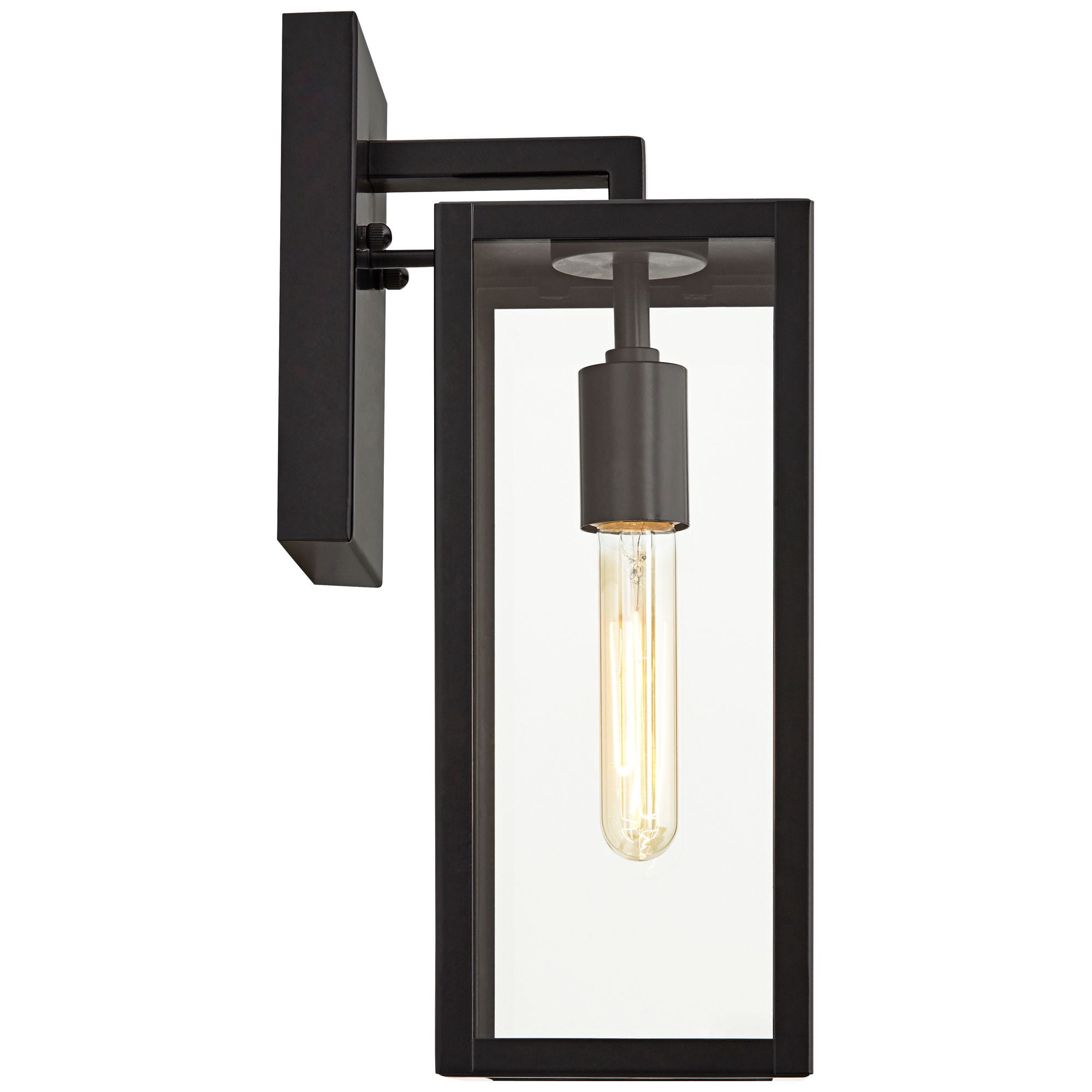 John Timberland Modern Outdoor Wall Light Fixture Mystic Black 14 1/4" Clear Glass Panel for Exterior Barn Deck House Porch Yard Patio Outside Garage