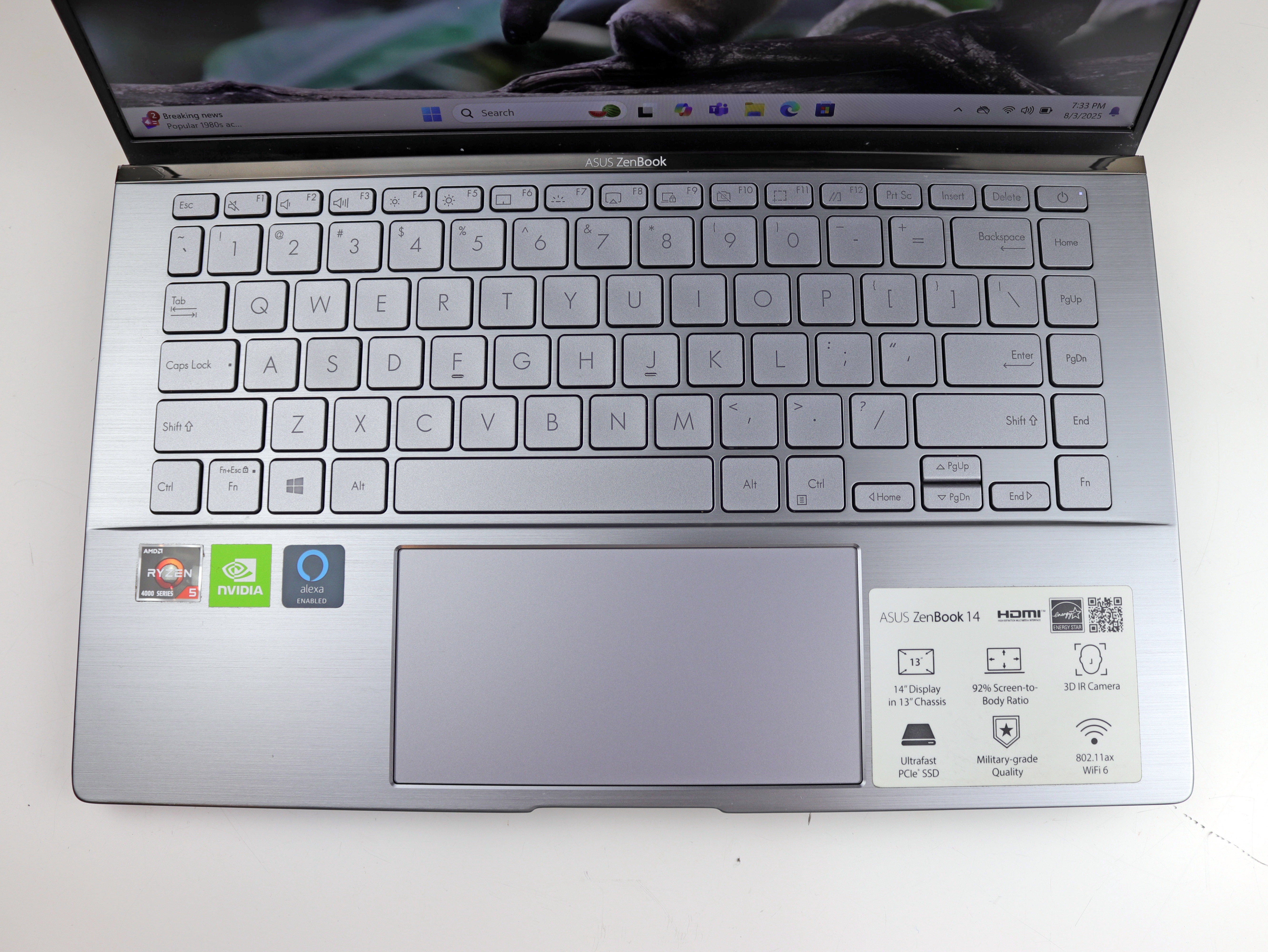 ASUS Zenbook UX434IQ 14" Laptop Ryzen 5 4500U 8GB RAM 256GB SSD NVIDIA MX350