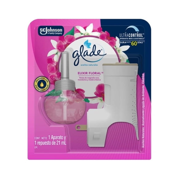 Aromatizante Glade Elixir Floral Aparato y 1 Repuesto 21ml