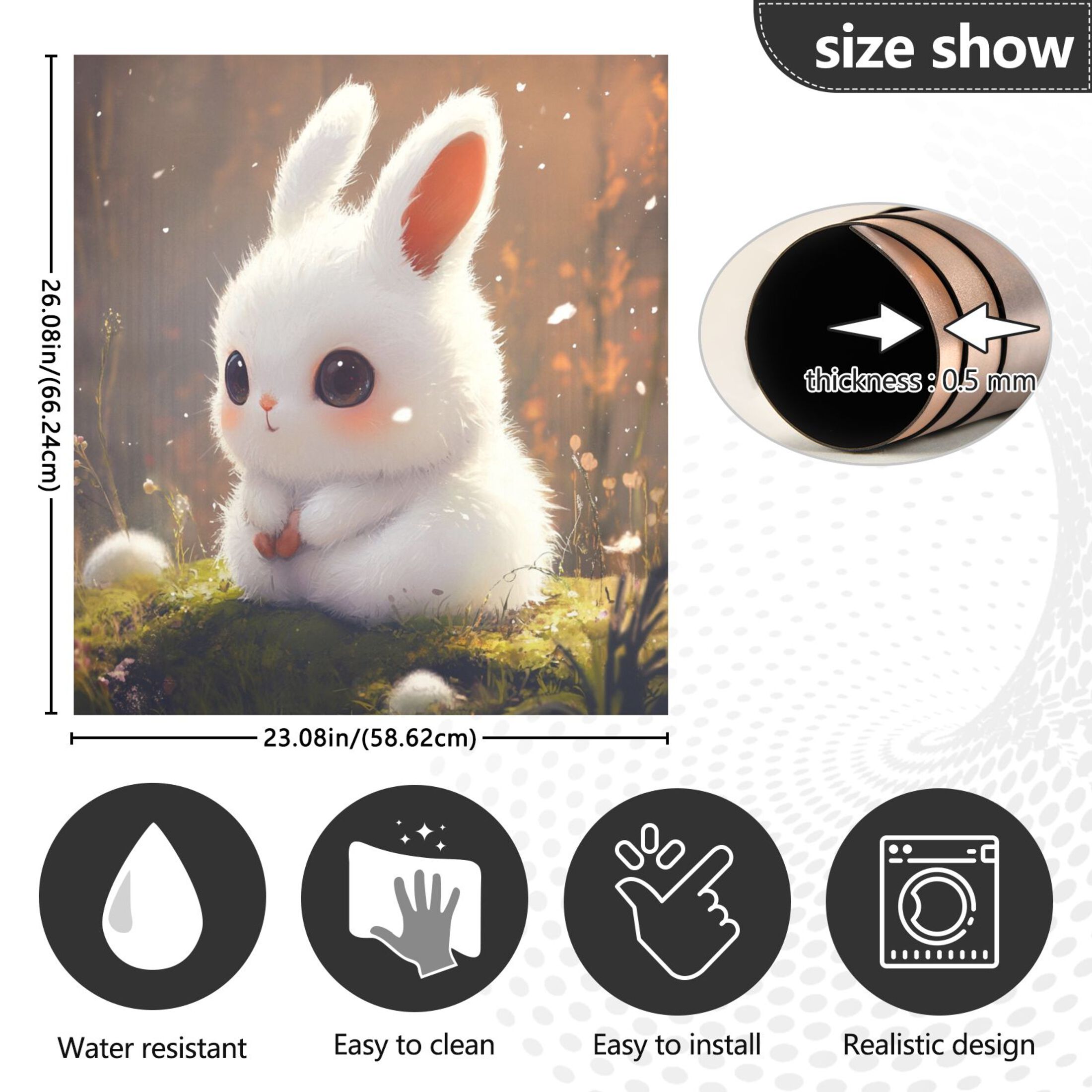 Dishwasher Magnetic Sticker 23x26 Inch Refrigerator Magnetic Sticker Washing Machine Magnetic Sticker Kitchen Panel Magnetic Sticker Home Decor A Cartoon White Rabbit
