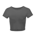 thumbnail image 3 of Hauaitttt Womens Summer Short Sleeve Cute Crop Tops Casual Basic Crewneck Slim Fit T Shirts Womens Tee Lightweight Workout Shirts Women Athletic Long Sleeve Shirt Women Womens Long Sleeve Spandex T, 3 of 4