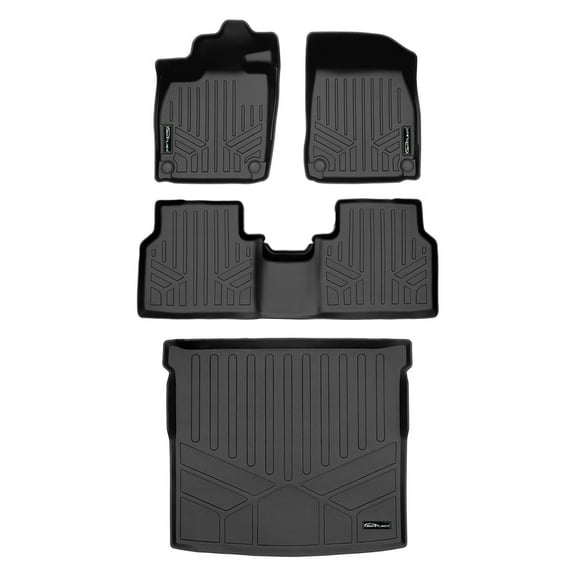 SMARTLINER Custom Fit All Weather 2 Row Floor Mats & Cargo Liner Set Black Compatible With 2021-2023 Volkswagen ID.4