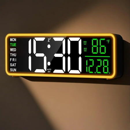 TOYOOSKY 9 Digital Wall Clocks for Heavy Sleepers, Dual Loud Alarm(Black)