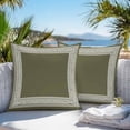 thumbnail image 3 of Forest Green Geometric Throw Pillow Covers 18x18 Inch Set of 2, White Greek Key Design Abstract Modern Art Waterproof Outdoor Pillow Covers, Decorative Cushion Pillowcases for Couch, Sofa, Bed, Patio, 3 of 9