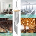 thumbnail image 3 of Carillón de viento para exteriores con base de madera maciza, diseño elegante, tubos de aleación de aluminio que producen un sonido musical nítido, belleza decorativa para patio, jardín y balcón, 3 of 5