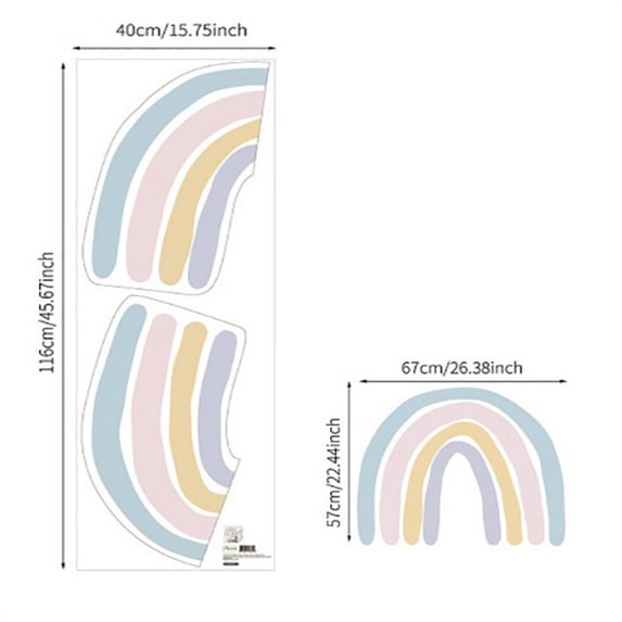 Colorful Rainbow Wall Decal,Removable Self-adhesive Wall Stickers for Kids Room Nursery Classroom Decor