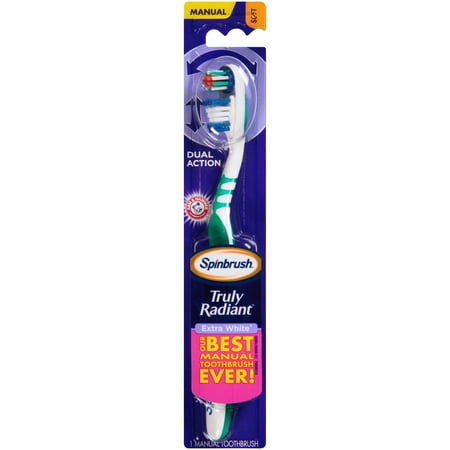 Arm & Hammer, Spinbrush, Truly Radiant, Extra White Soft Manual Toothbrush Carded Pack