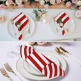 thumbnail image 2 of Red Striped Cloth Napkins, Christmas Farmhouse Red White Stripes Washable and Reusable Dinner Napkins Set of 4, Table Napkin for Kitchen Party Birthday Wedding Hotel Housewarming 20"x20", 2 of 8