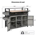 thumbnail image 2 of Wicker Outdoor Grill Cart, Rolling Kitchen Island on Wheels with Storage Cabinet, Extended Plastic Wood Table Top, for Patio Backyard Garden Poolside, Double Handle Design (Grey), 2 of 9