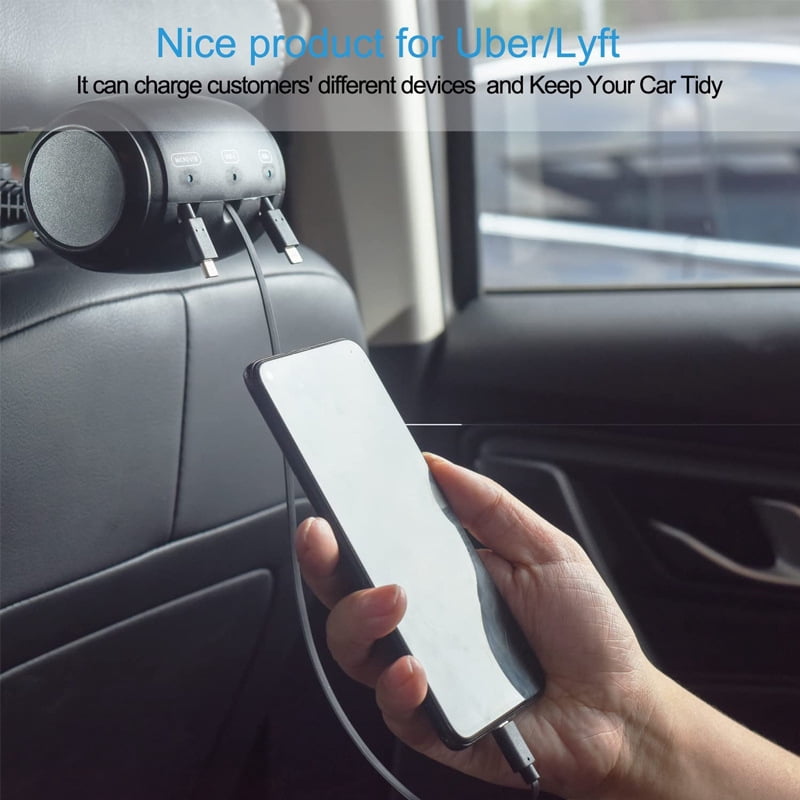 3 in 1 Backseat Car Charging Station Box,  for Lyft Uber Driver and Passengers for Chargers