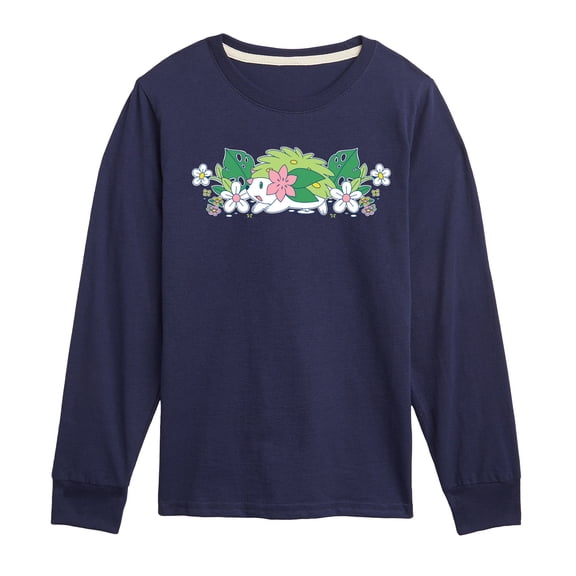 Pokemon - Shaymin Floral - Youth Boys Long Sleeve Graphic T-Shirt