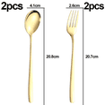 thumbnail image 2 of 4 cubiertos de acero inoxidable, tenedor, cuchara, cubiertos, (2 uds.) Cuchara dorada + (2 uds.) Tenedor dorado MFZFUKR CPB-US-CJZ517-2, 2 of 5
