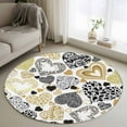 thumbnail image 2 of Valentine's Day Washable Round Area Rug 4 ft, Abstract Black Gold Roses Water Drops Love Heart, Soft Non Slip Rugs Stain Repellent Indoor Felt Carpet for Living Dining Room Bedroom Home Office, 2 of 9
