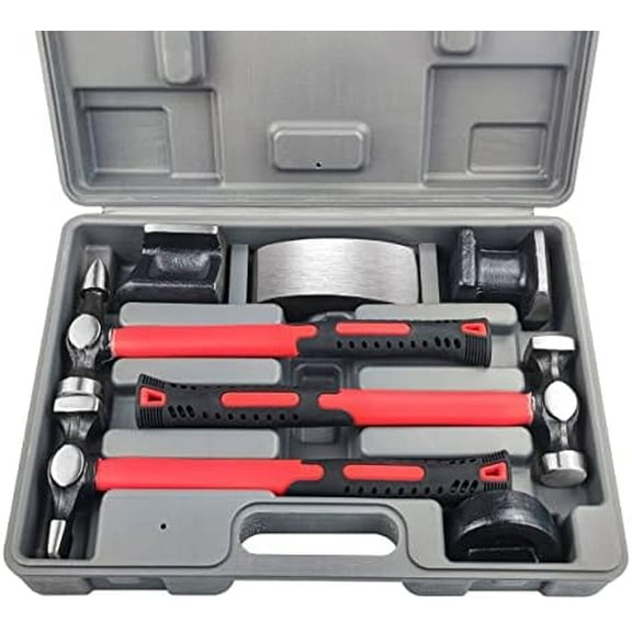 Auto Body Repair Tool Hammer Dolly Set 7 Piece, Car Body Repair Tool Kit with Carrying Case, Carbon Steel Dolly and Hammer Dent Body Fender Tool Set$$Vehicle Parts & Accessories