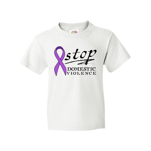 Inktastic Stop Domestic Violence-purple Ribbon Youth T-Shirt