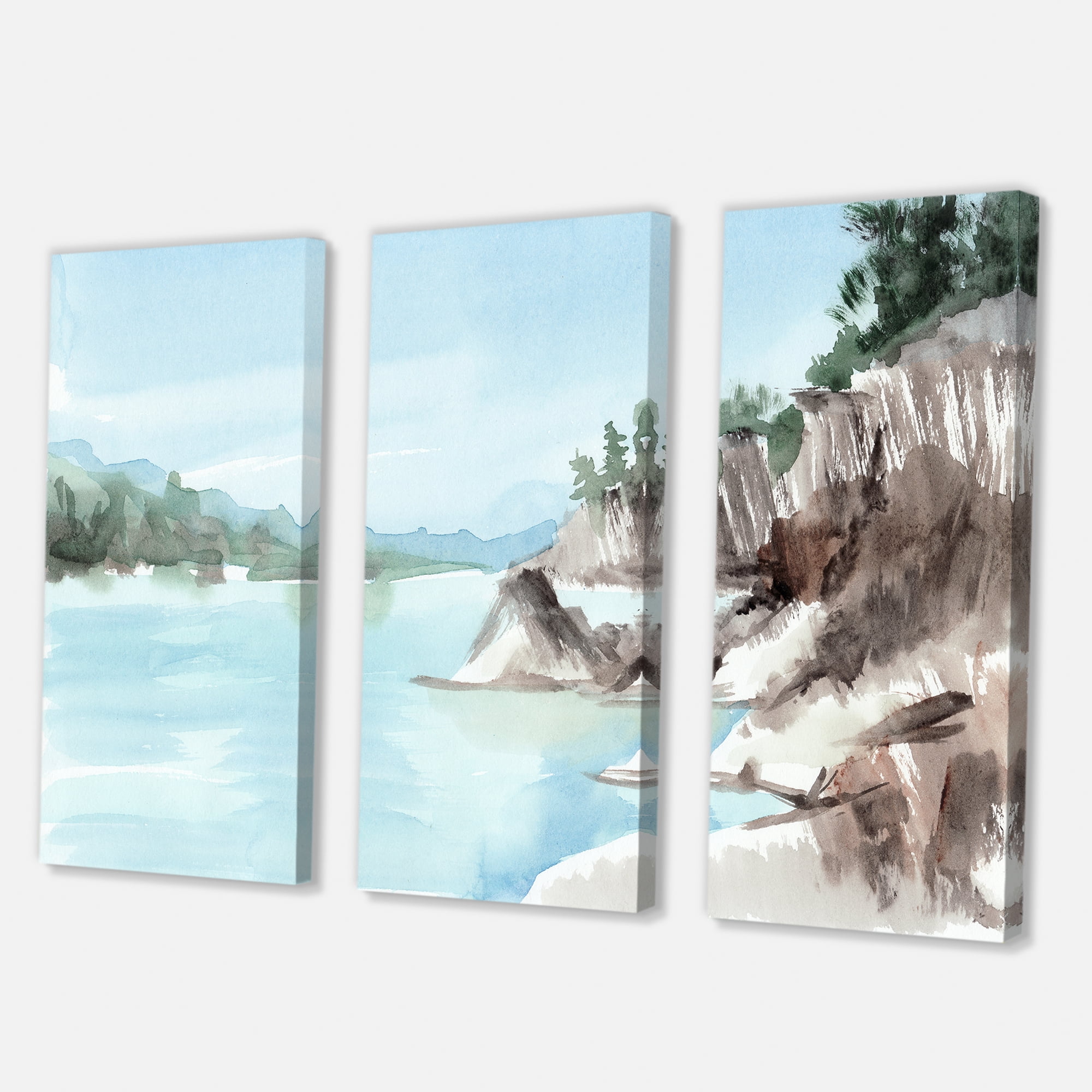 Designart ' Rocks With The Blue Lake ' Lake House Canvas Wall Art Print