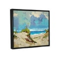 thumbnail image 3 of Modern Seaside Beach Scene Landscape Painting Jet Black Framed Art Print Wall Art, 3 of 6