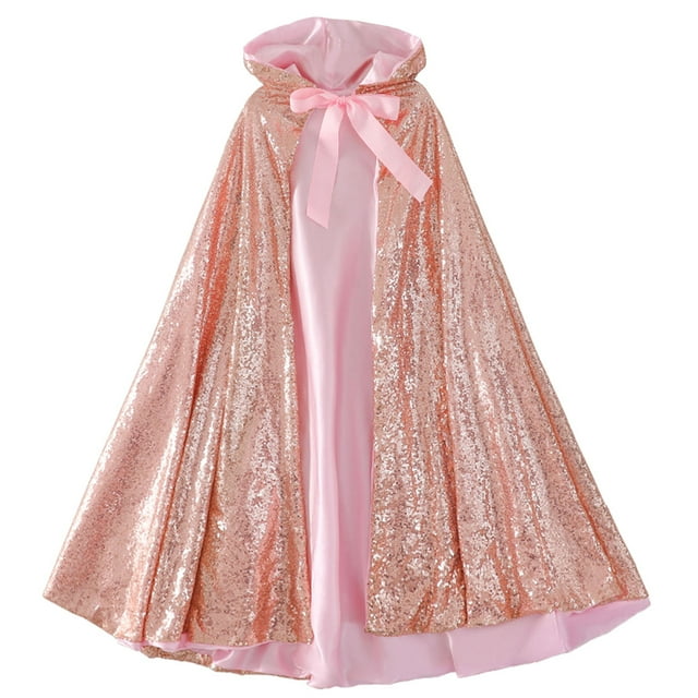 Cape à Capuche pour Enfants Cape à Sequins Costume de Princesse pour Filles Fête Halloween