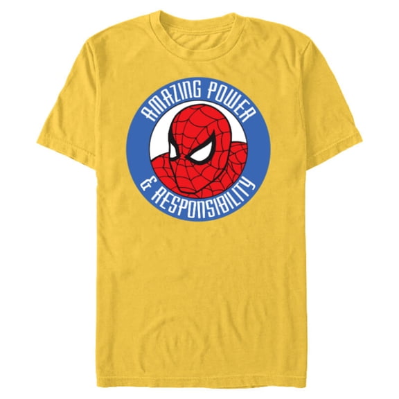Marvel Spider-Man: Beyond Amazing Power & Responsibility - Short Sleeve Blended T-Shirt for Adults - Customized-Yellow