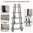 thumbnail image 4 of Bookshelf 5 Tier Industrial Wood, Tall Open Rustic Etagere Bookcase Ladder, Standing Display Shelves for Home Living Room Bedroom Office Storage, Light Grey Oak, 4 of 5