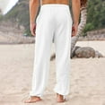 thumbnail image 6 of YOTMKGDO Mens Swim Trunks, Mens Pants Casual, Mens Casual Solid Color Cotton and Linen Lace Up Pants Bloomers Pants Pantalones De Hombre, White XL, 6 of 6
