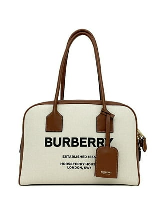 Burberry Brown Canvas Tote Bag Beige Dark brown Leather Cloth