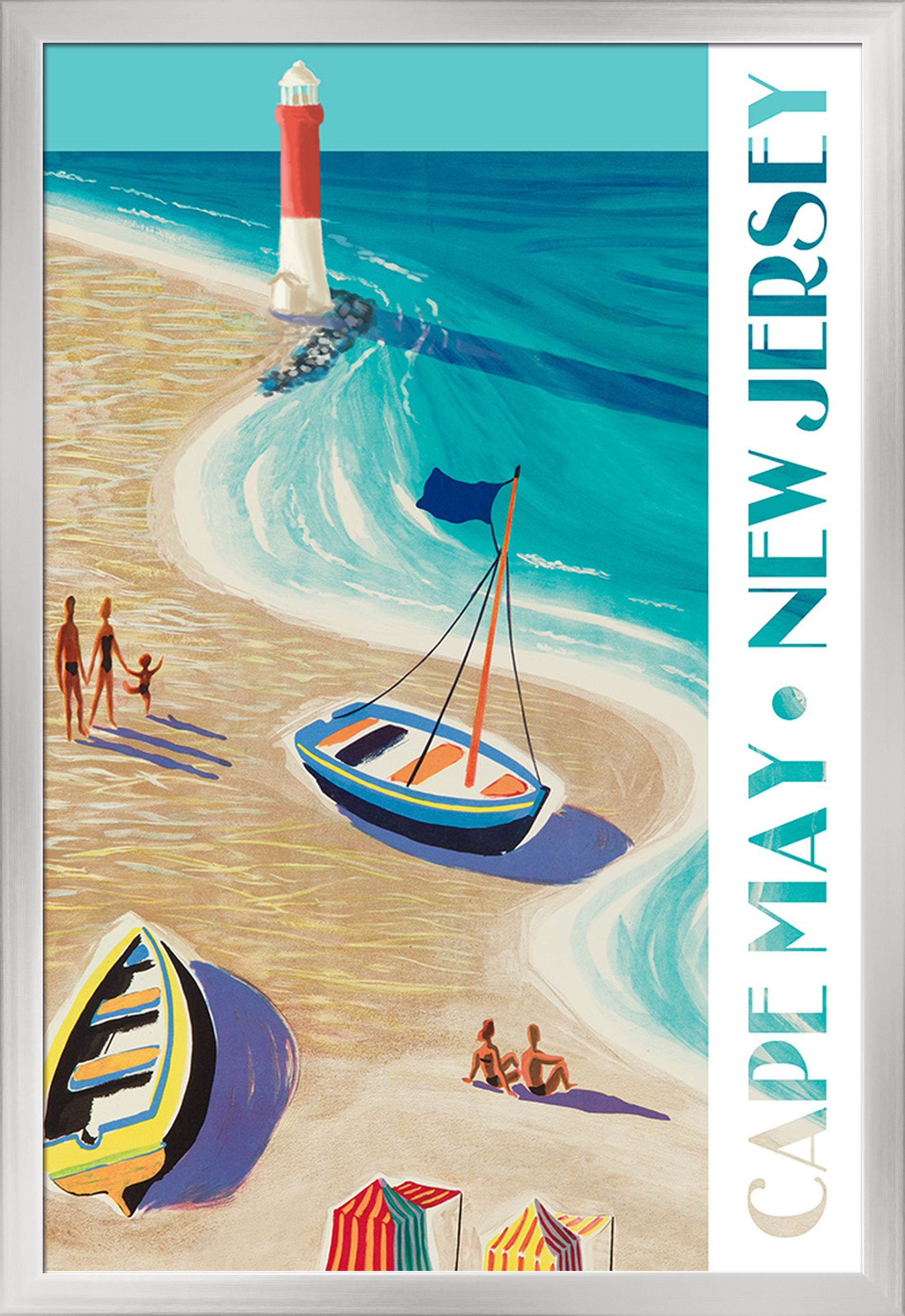 Cape May, New Jersey - Vintage Beach Scene - Lantern Press Artwork