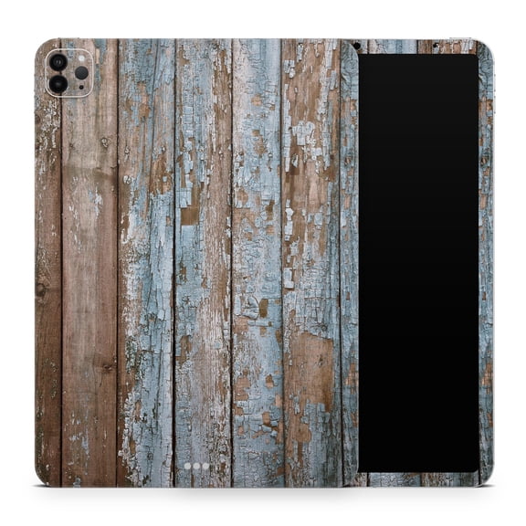 DesignSkinz Wood Planks with Peeled Blue Paint Full-Body Skin Decal Wrap Cover for iPad (A1219/A1337)