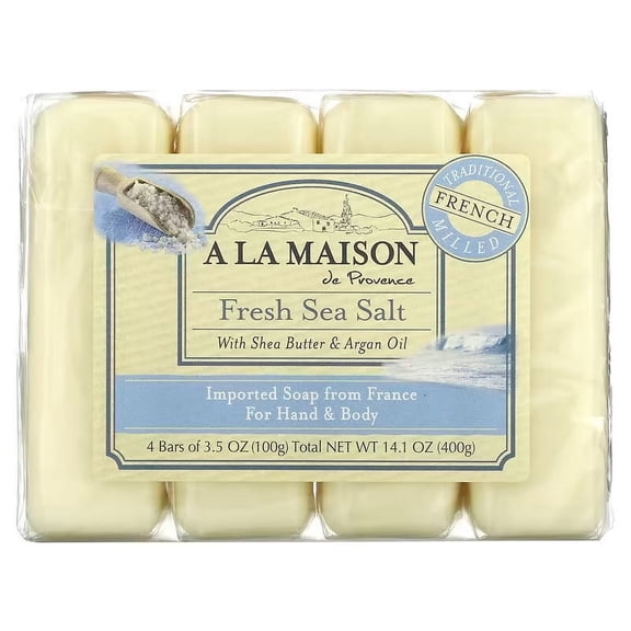 A La Maison Soap Bars, Fresh Sea Salt, Value Pack 3.5 oz, 4 Count