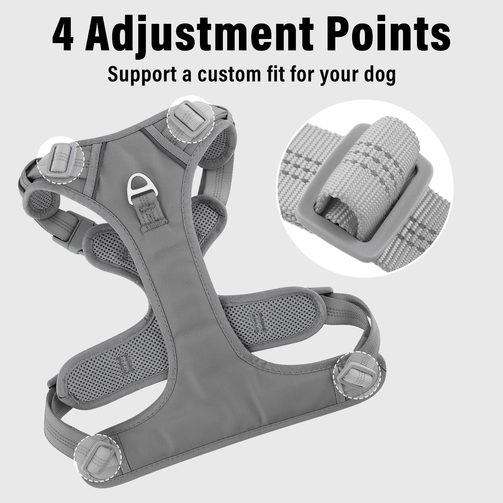 Plutus Pet No Pull Dog Harness, Release At Neck, Reflective Adjustable Dog Vest Harness, Easy Control Handle for Walking, for Small Medium Large Dogs, Gray, S