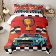 thumbnail image 2 of Erosebridal Blue Racing Car Quilt King for Boys,Extreme Sport Checkered Flag King Coverlet Set Teens, 2 of 7