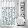 thumbnail image 2 of No Hook Shower Curtain, Teal Blue Green Shower Curtains for Bathroom with See Through Top Window, Vintage Farmhouse Boho Flower Leaf Waterproof & Washable Bath Curtain Small Stall 36"x78", 2 of 9