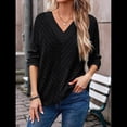 thumbnail image 4 of Camisa de Larga de Otoño para Mujer, Cuello en V, Jersey de Punto, Túnica, Camisa Formal Informal para Mujer Negro M, 4 of 7