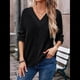 thumbnail image 4 of Camisa de Larga de Otoño para Mujer, Cuello en V, Jersey de Punto, Túnica, Camisa Formal Informal para Mujer Negro XL, 4 of 7