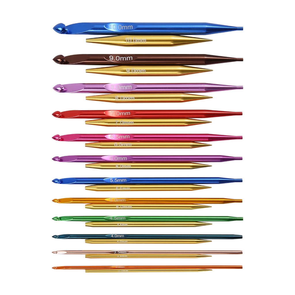 Zeiwohndc 12Pairs Interchangeable Aluminum Tunisian Crochet Hook Set for Sweater Blanket